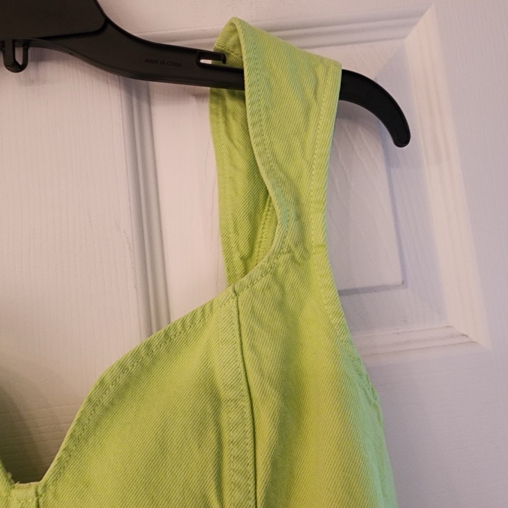 Mara Hoffman Cropped Corset Milla Denim Top Neon Green Women’s Size 0 - Picture 8 of 12